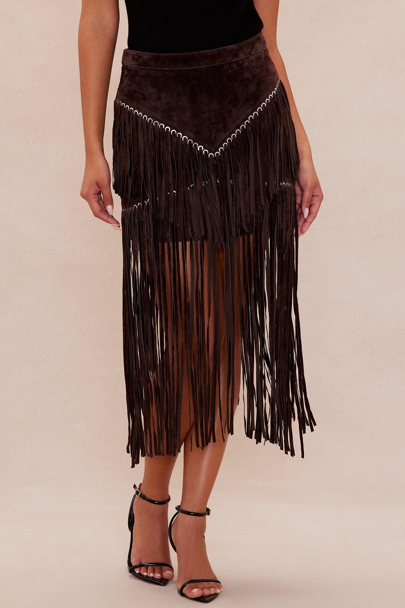 Suede Nashville Mini Skirt - Brown Product Image