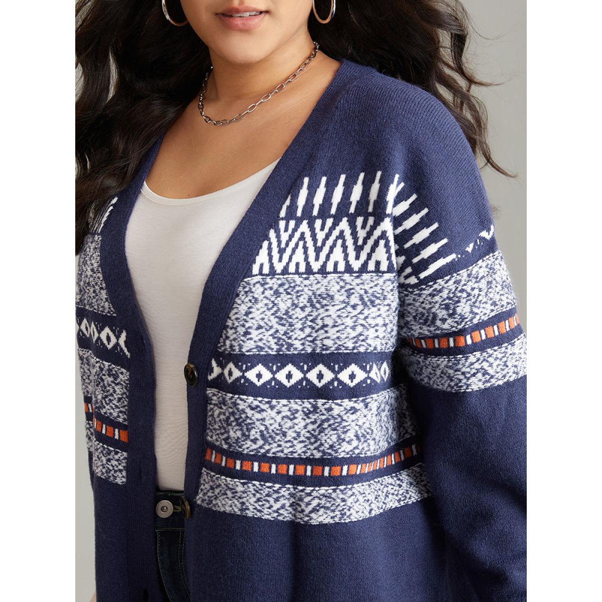 Plus Size Anti-Pilling Bandana Print Open Front Cardigan Midnight Women Casual Loose Long Sleeve Festival-Christmas Cardigans BloomChic 30/6X Product Image