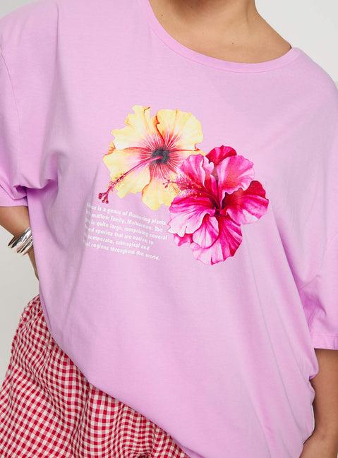 Hibiscus Haven Oversized Tee Pink Curve Product Image