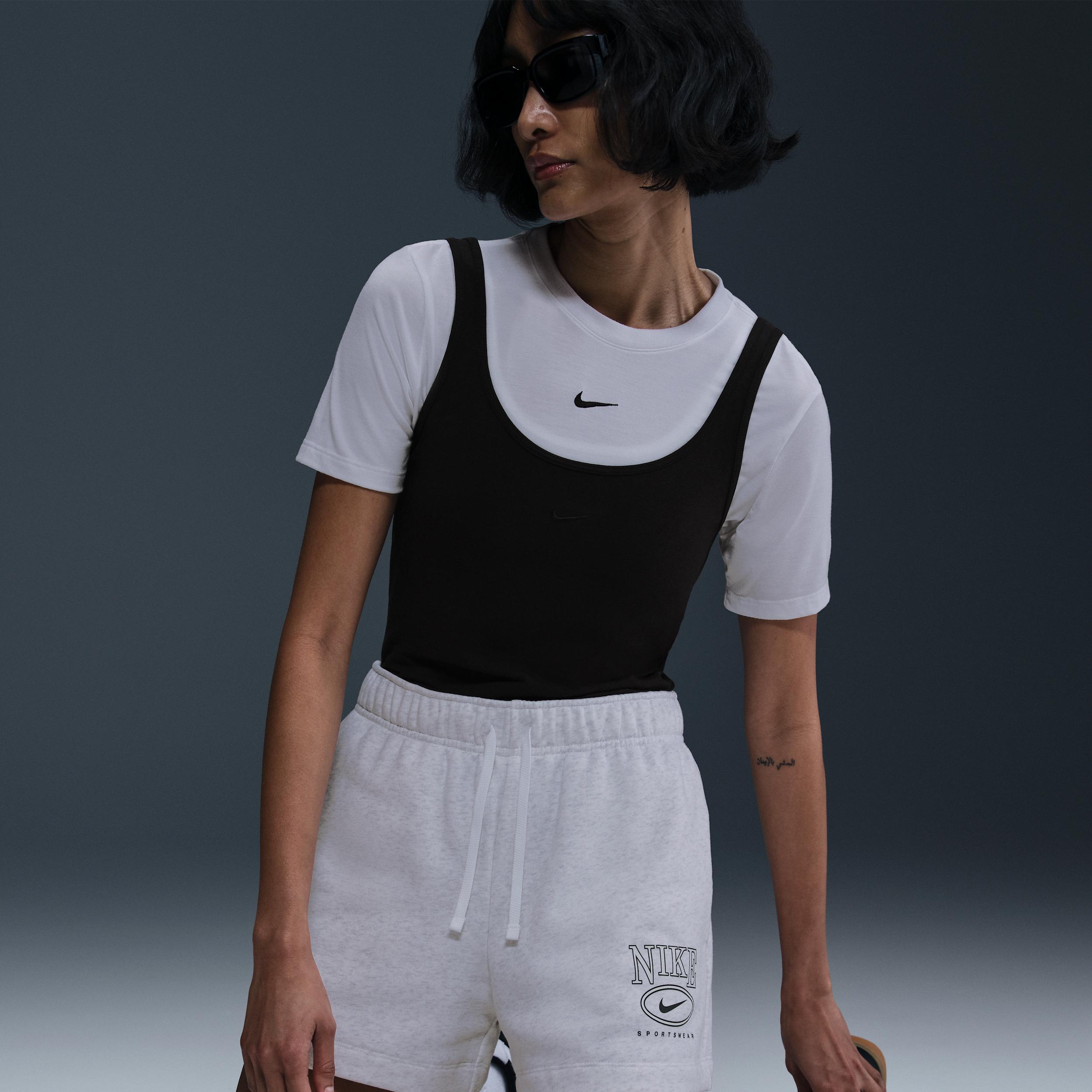 Womens Nike Sportswear Club Fleece Mid-Rise 4 Graphic Shorts | HJ1282-051 Product Image