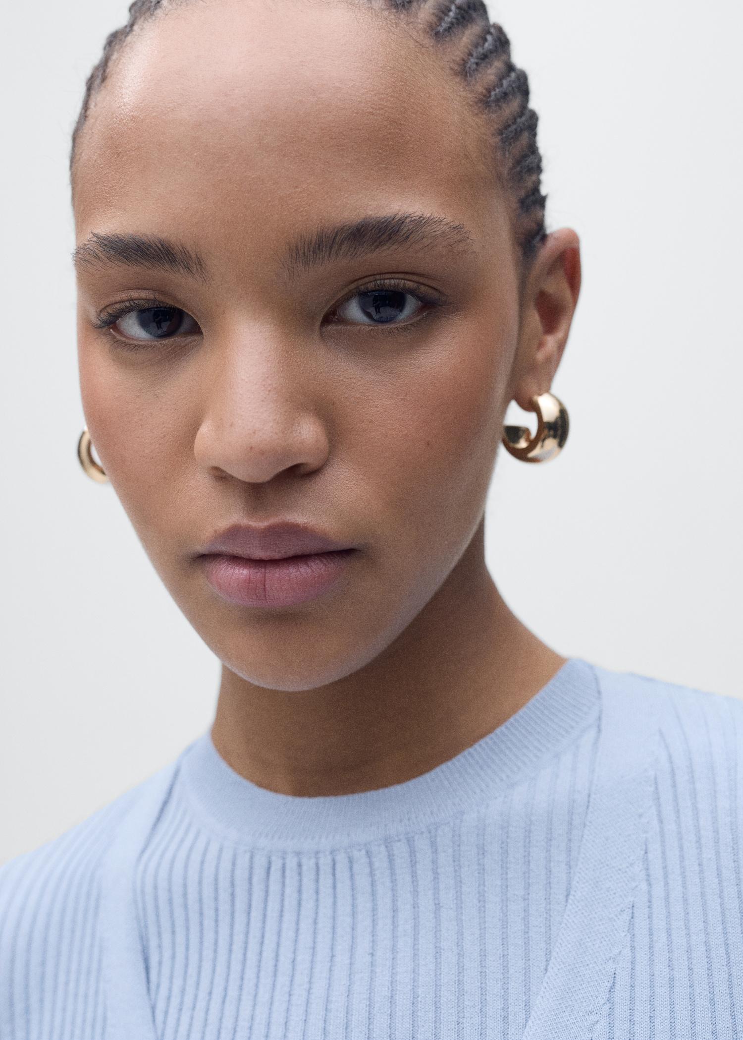 V-neck rib-knit cardigan - Women | MANGO USA Product Image