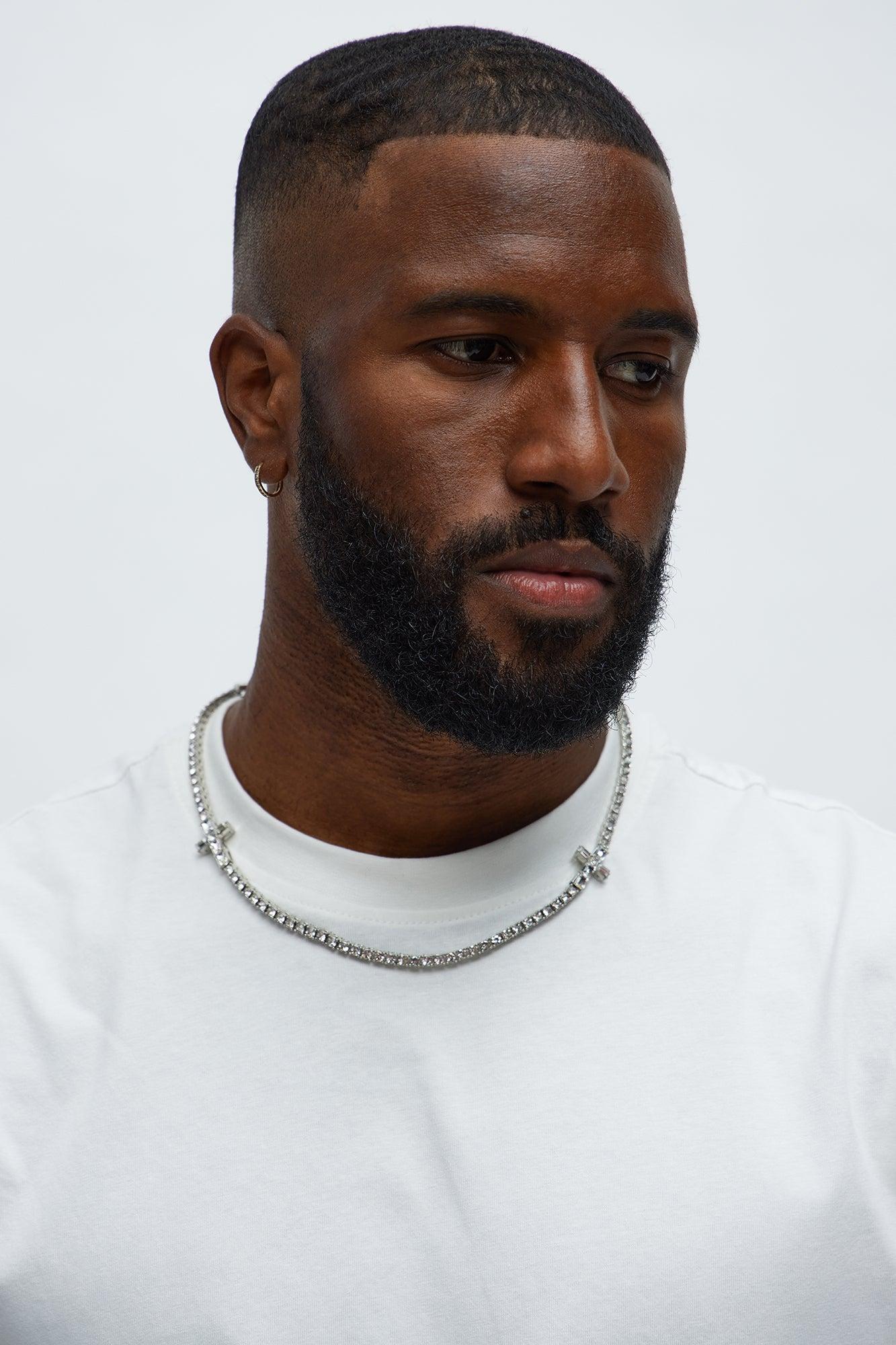 4MM Tennis Cross Necklace - Silver Male Product Image