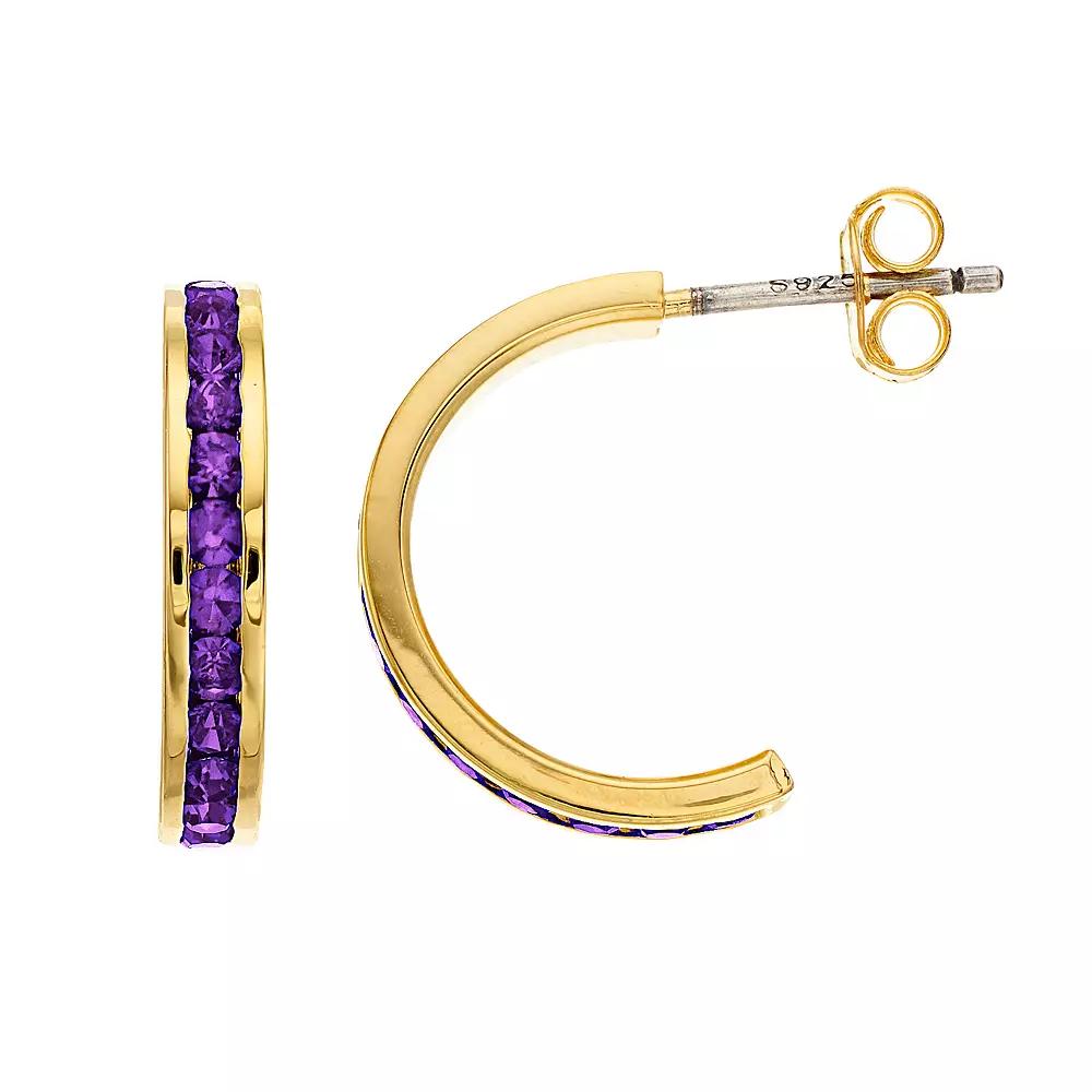 Traditions Jewelry Company 18k Gold Over Silver Crystal Birthstone Earrings, Womens, Gold Over Sterling Jun Product Image