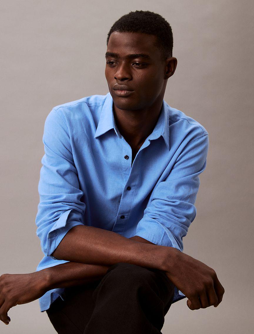 Linen Cotton Classic Button-Down Shirt Product Image