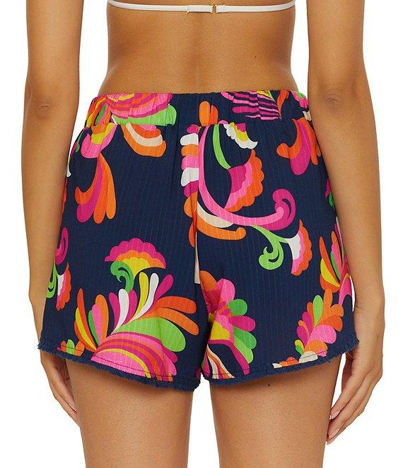 Trina Turk Poolside Swirl Texture Woven Swim Cover-Up Shorts Product Image