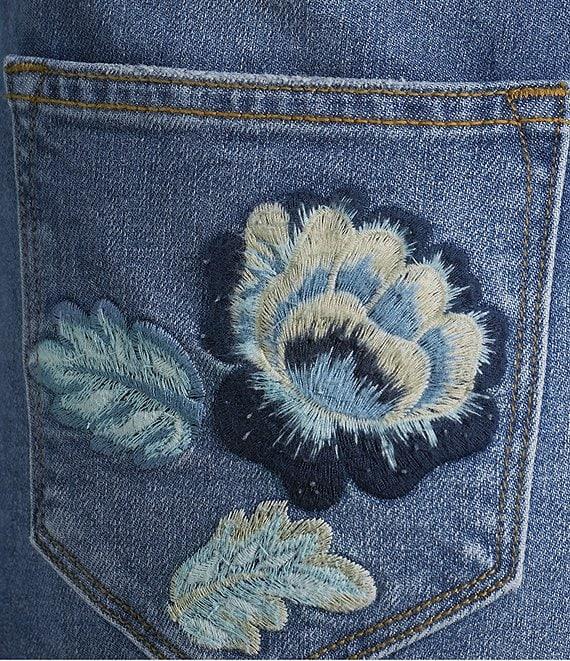 Driftwood Parker Stretch Denim Floral Foliage Embroidered Wide Leg Jeans Product Image