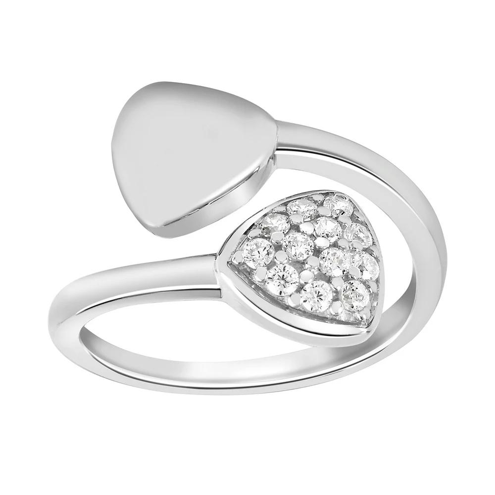 SIRI Sterling Silver Rhodium-Plated Open-Heart Ring with Cubic Zirconia Accents, Womens Product Image