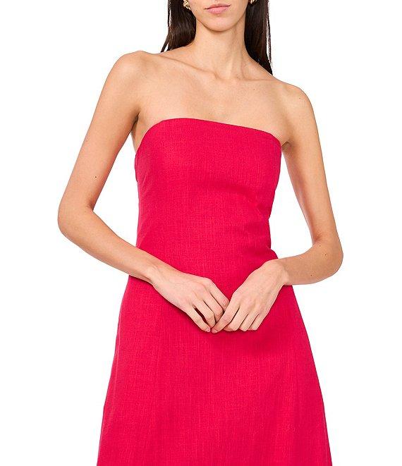 1. STATE Strapless Linen Blend Smocked Back Pocketed A-Line Maxi Dress Product Image