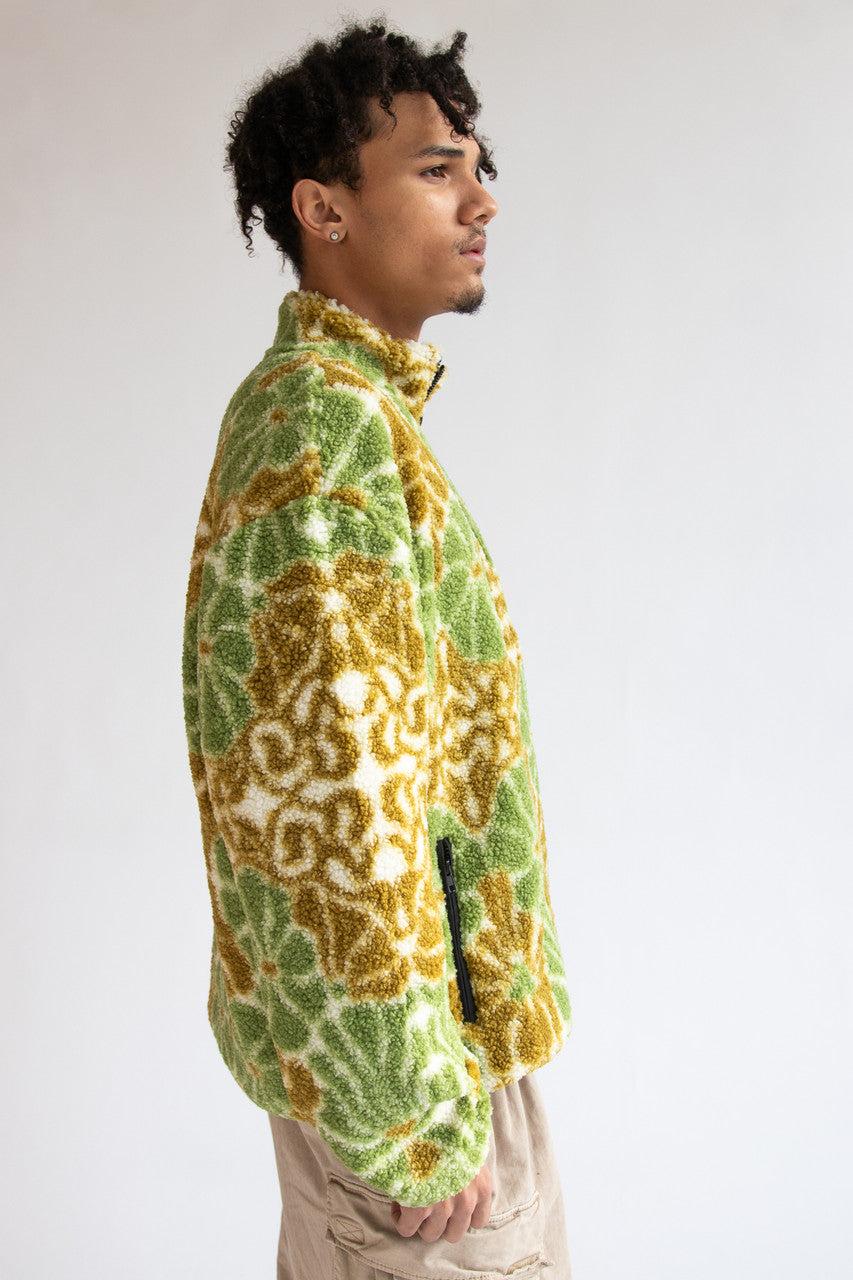 Floral Faux Sherpa Zip Up Jacket Product Image