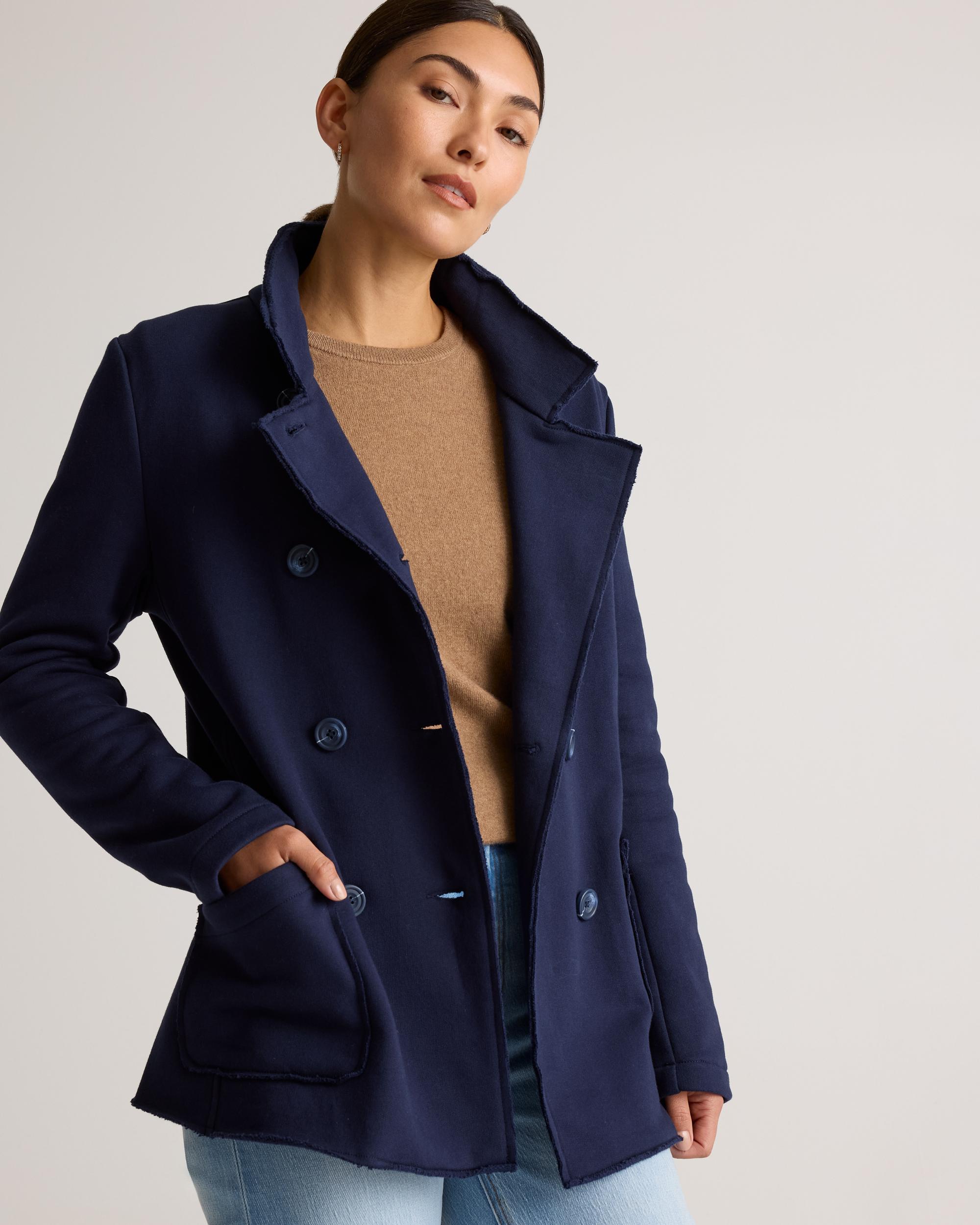 Quince | Women's French Terry Fleece Peacoat Size XL, Organic Cotton Product Image
