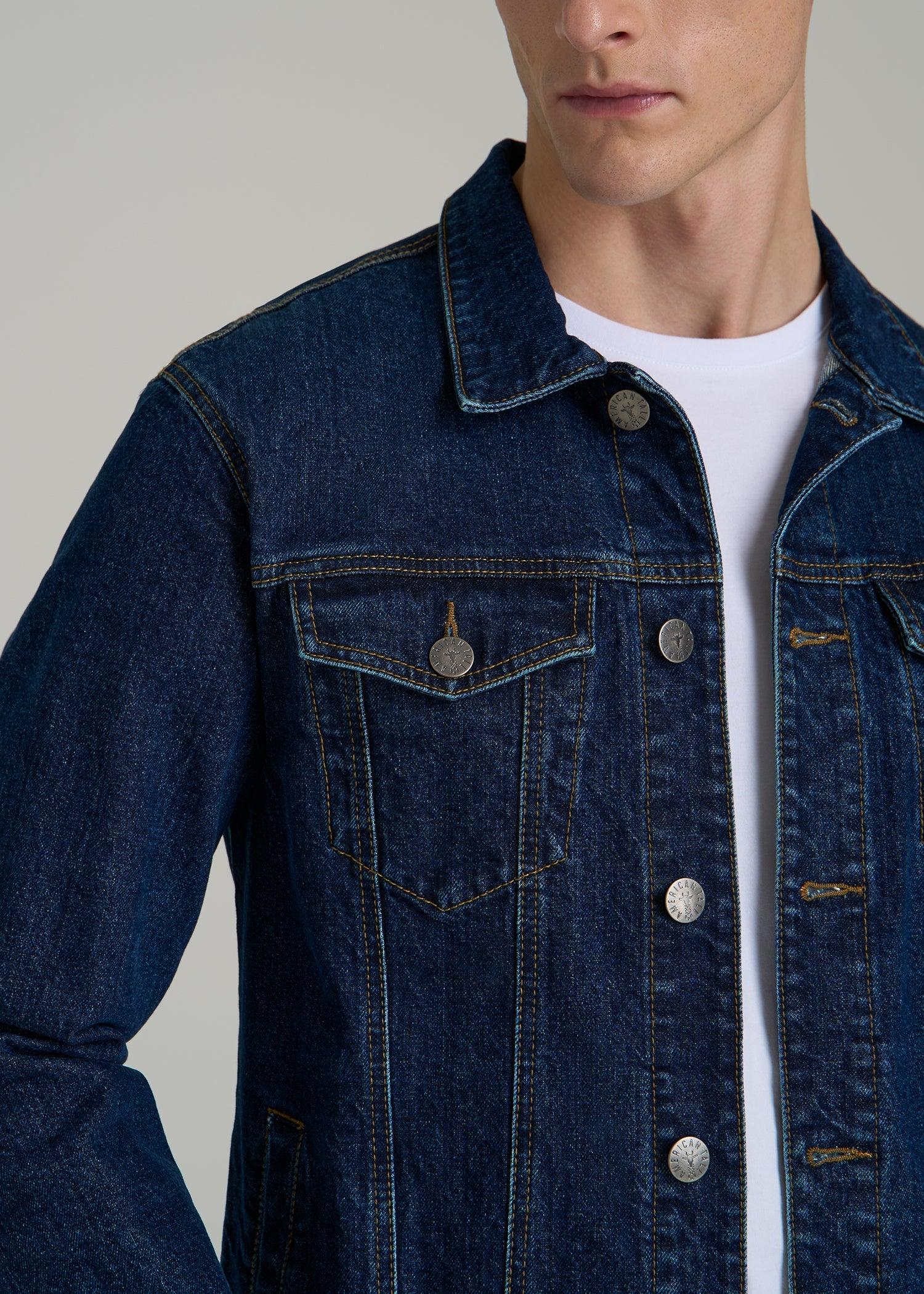 Denim Trucker Jacket for Tall Men in Mid Ocean Blue Male Product Image
