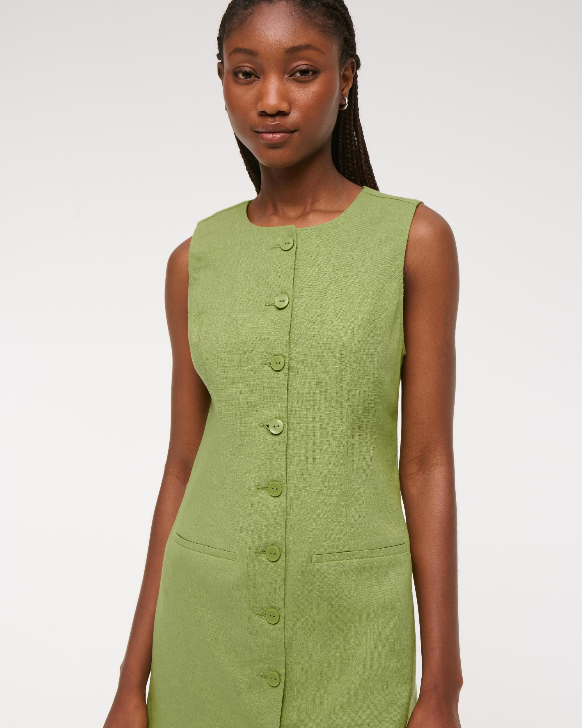 The A&F Mara Linen-Blend Mini Dress Product Image