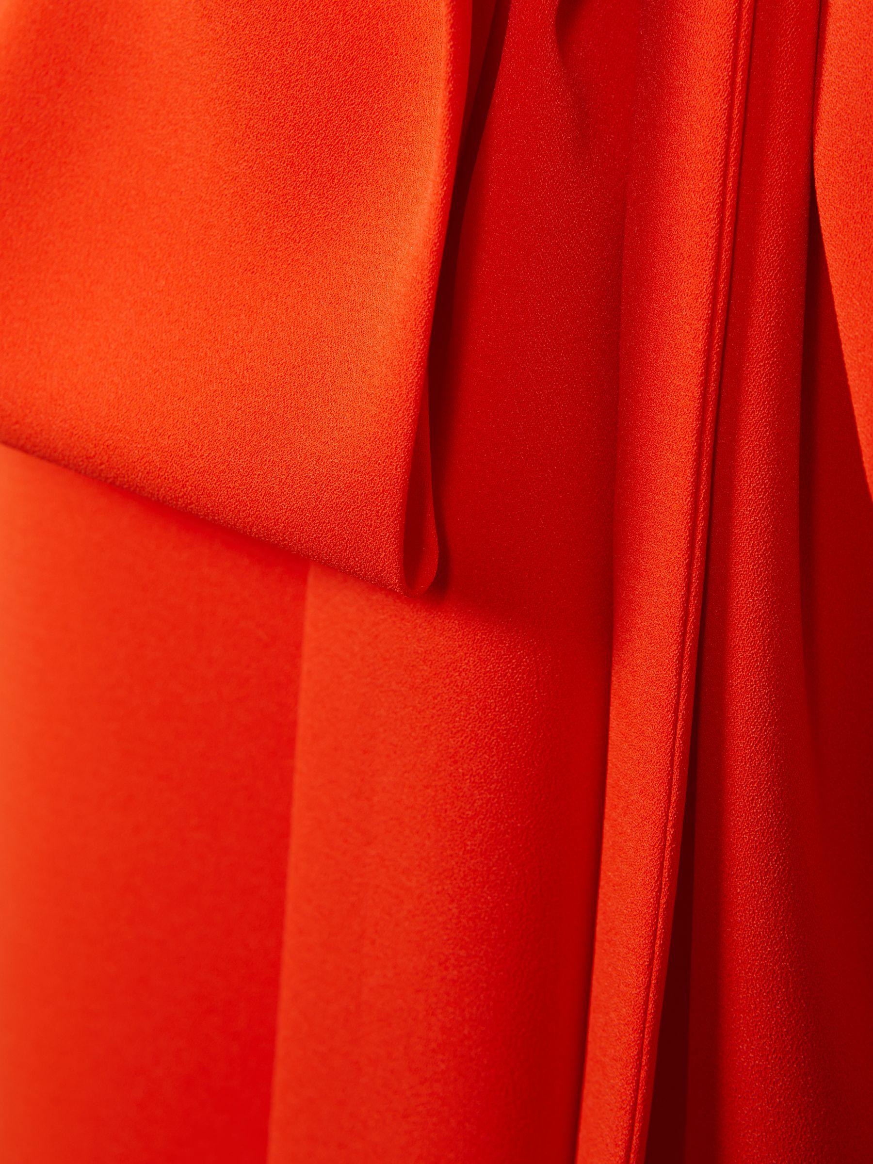 Florere Tie Neck Midi Dress in Bright Orange Product Image