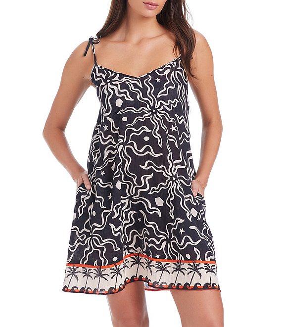 Sanctuary Beach Conversation Printed V-Neck Boxy Swim Cover-Up Dress Product Image