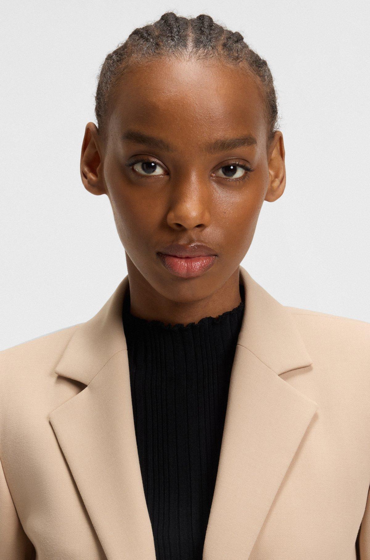 HUGO - Regular-fit blazer in pinstripe stretch fabric - Light Brown Product Image