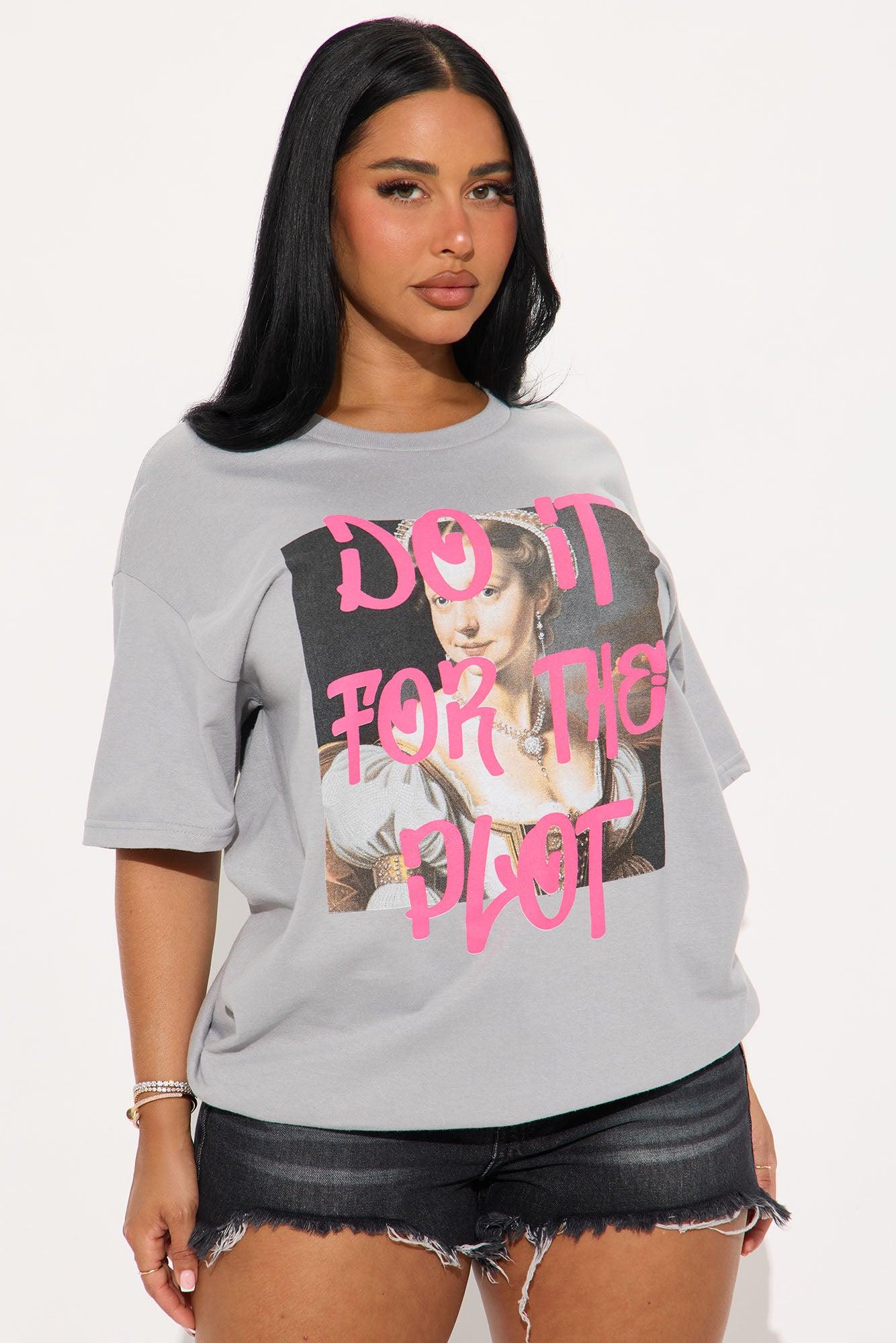 Do It For The Plot Oversized Tee - Charcoal Female Product Image