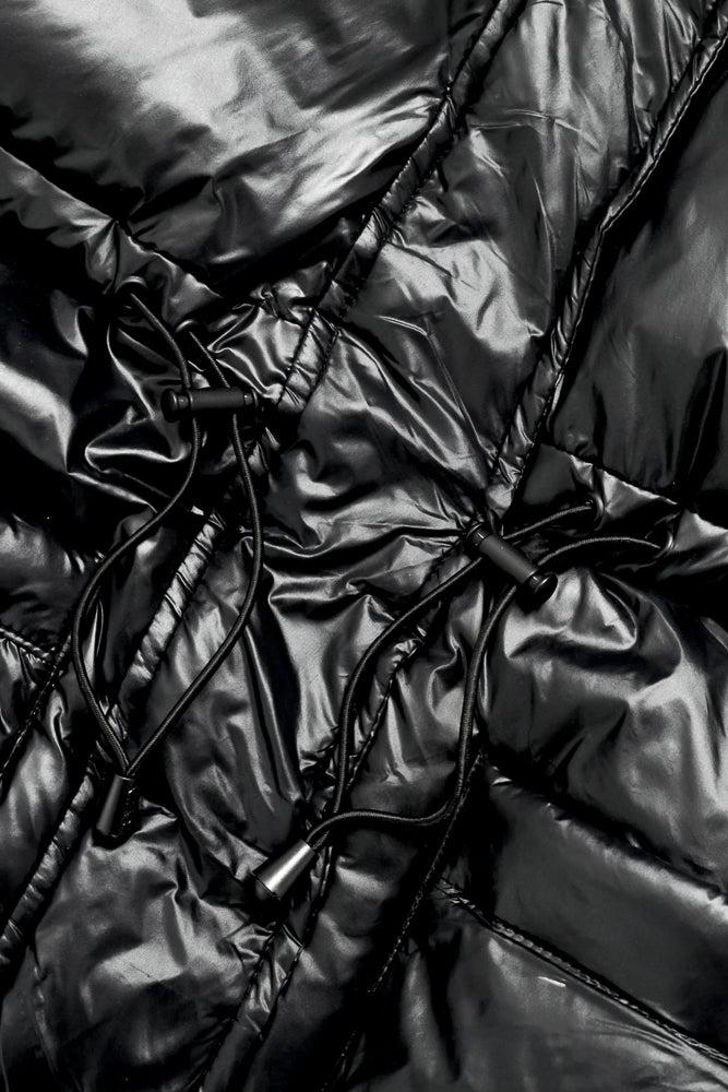 Pearl Peplum Puffer Jacket - Black Product Image