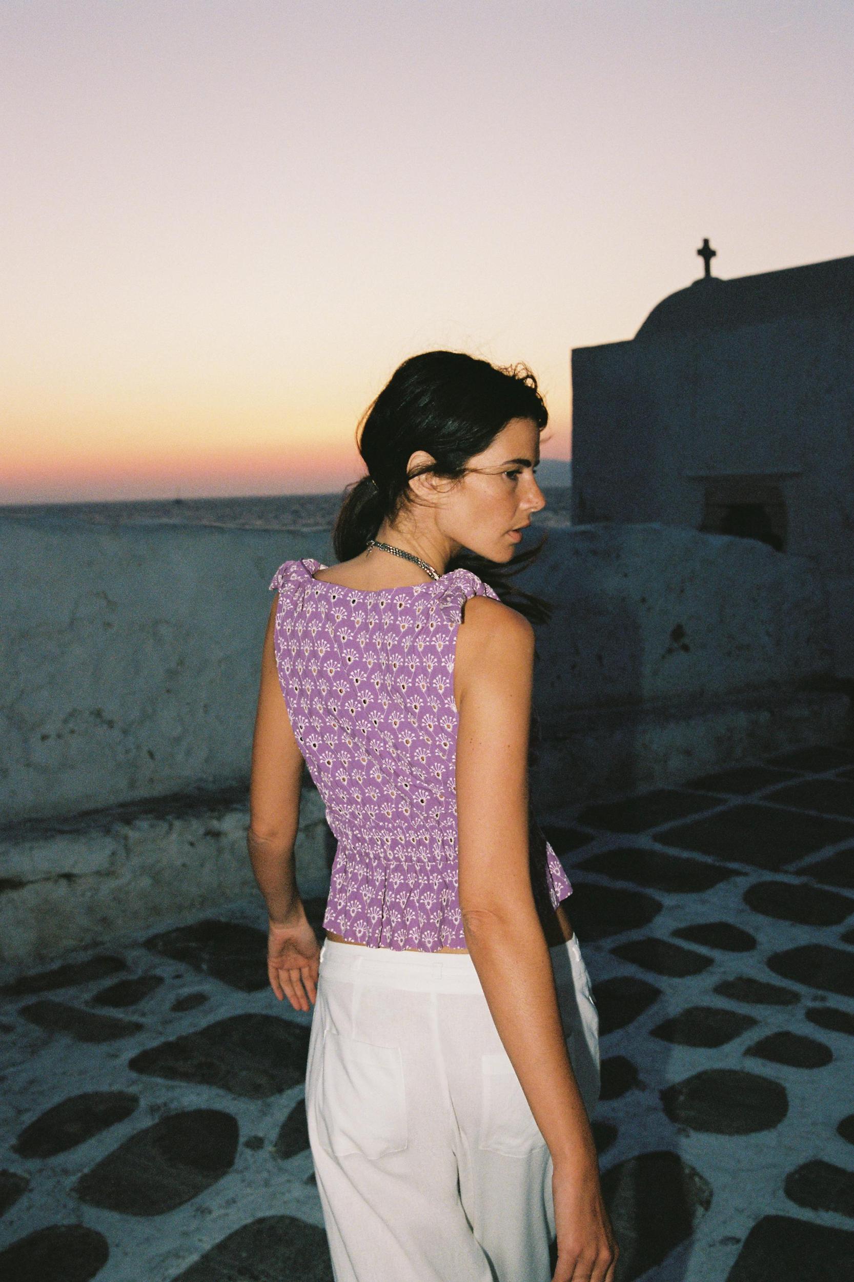 EMBROIDERED EYELET TIE TOP Product Image