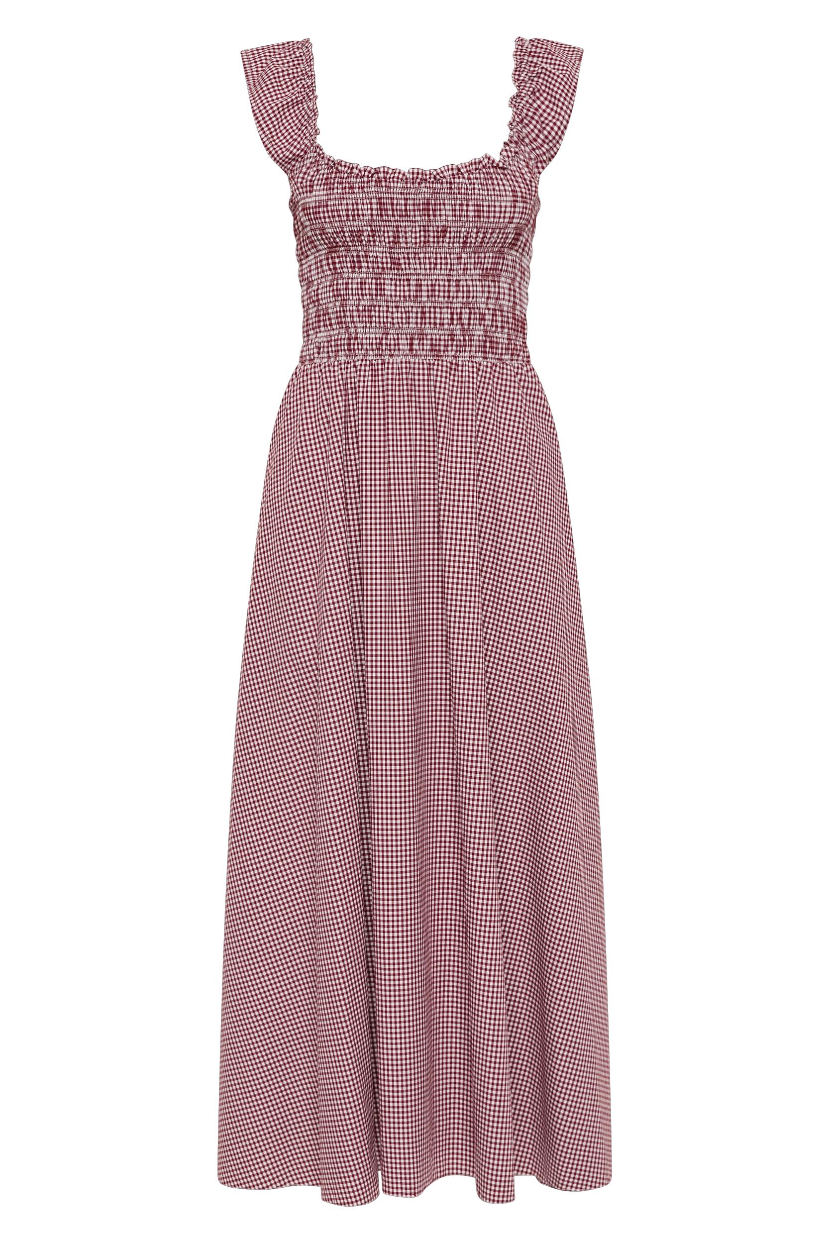 Eudora Midi Dress Gingham Deep Red - Final Sale Product Image