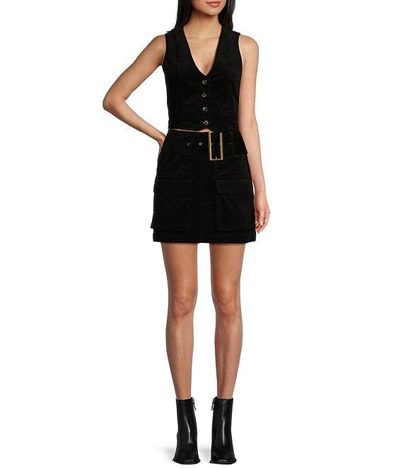 C&V Chelsea & Violet High Rise Pleated Coordinating Corduroy Mini Skirt Product Image