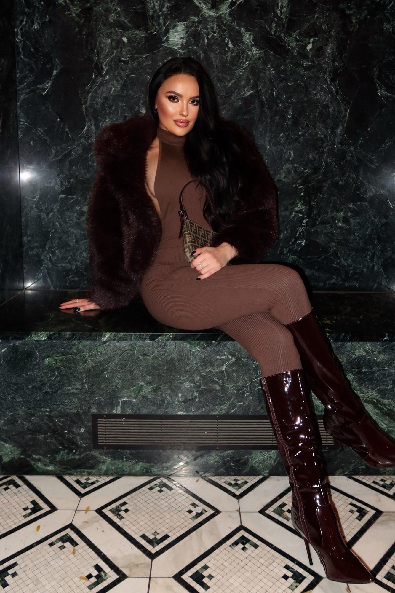 Cassandra Light Snatched Jumpsuit - Brown Product Image