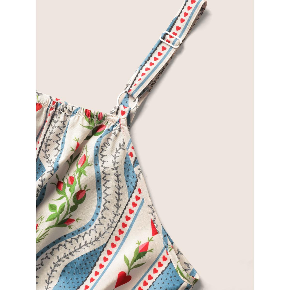 Plus Size Boho Print Split Front Cami Dress Skyblue Women Elegant Slit Non Sleeveless Curvy BloomChic 28/5X Product Image