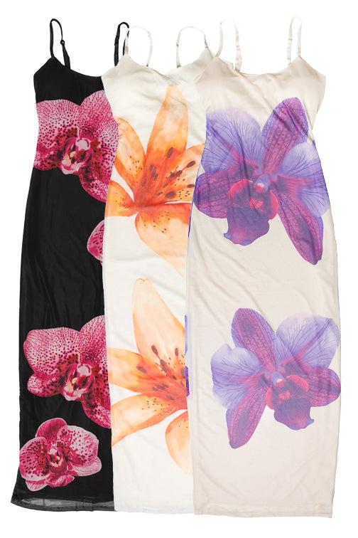 Large Flower Print Mesh Maxi Dress Product Image