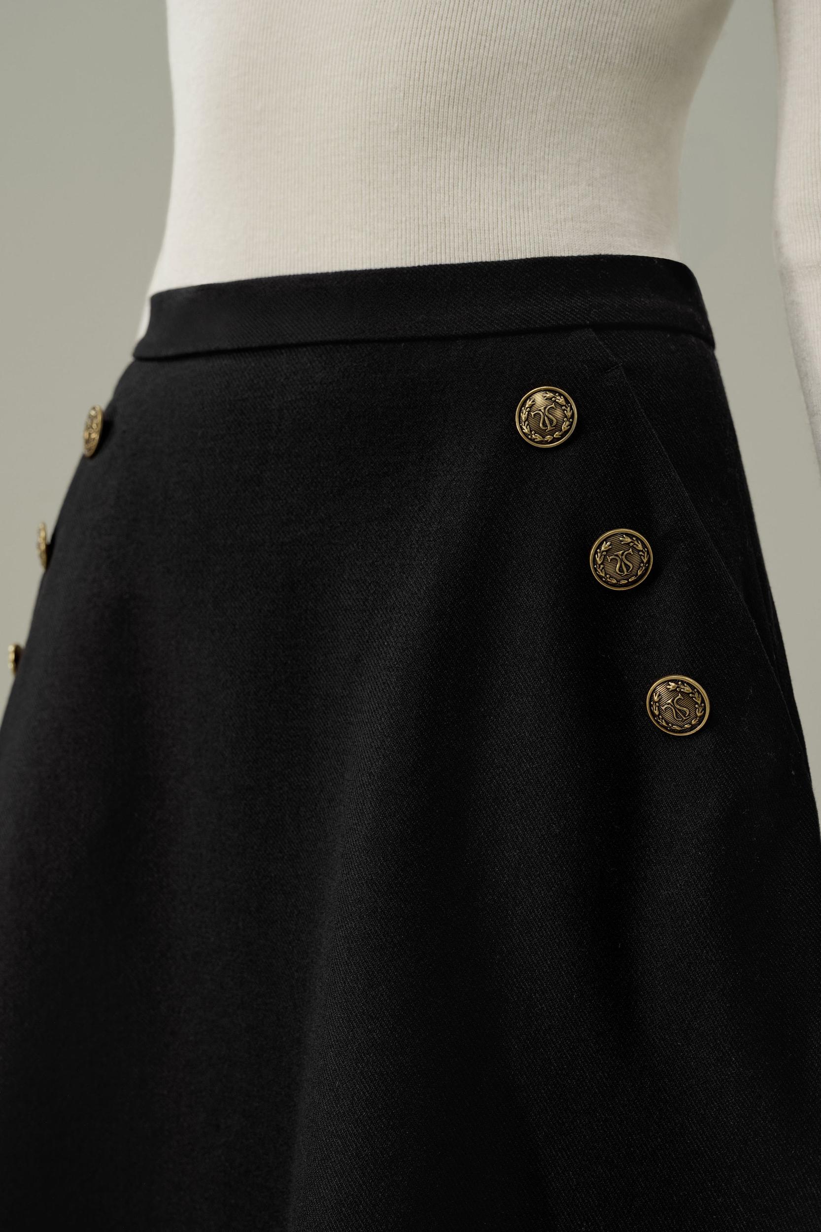 Refined Silk-Wool A-Line Midi Skirt Product Image