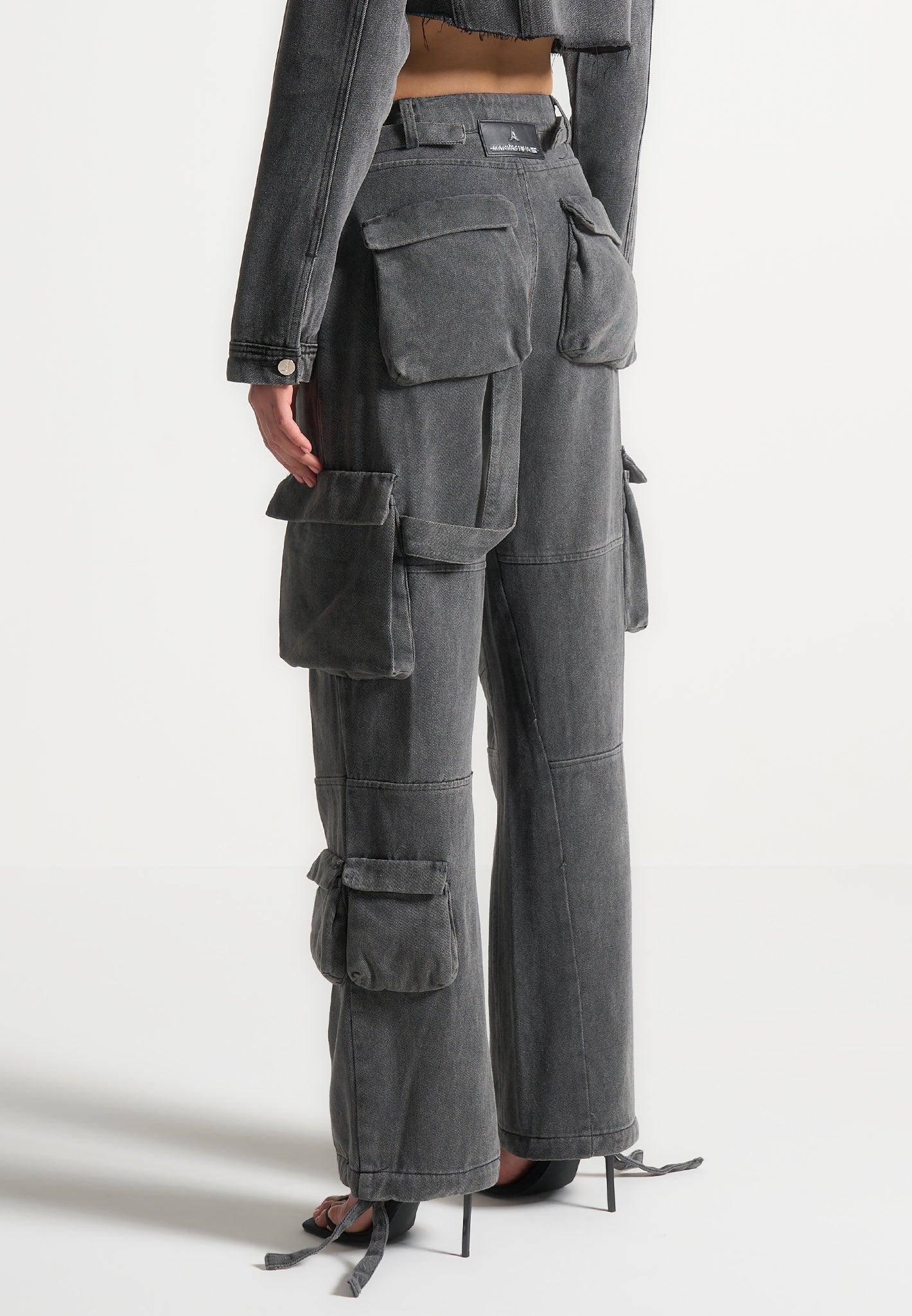 Mid Rise Cargo Pants - Washed Grey Female Product Image