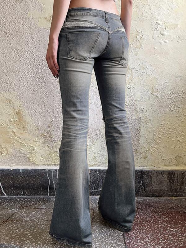 Vintage Niche Lace Flare Jeans Product Image