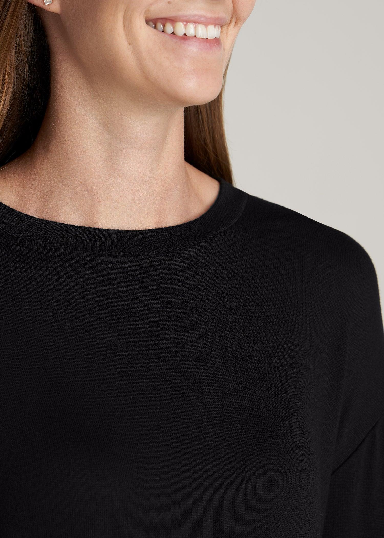 Cozy Lounge Crewneck for Tall Women in Black Female Product Image