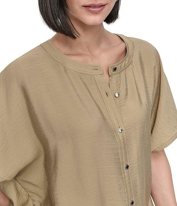DKNY by Donna Karan Flowy Rumpled Voile Button Front Top Product Image