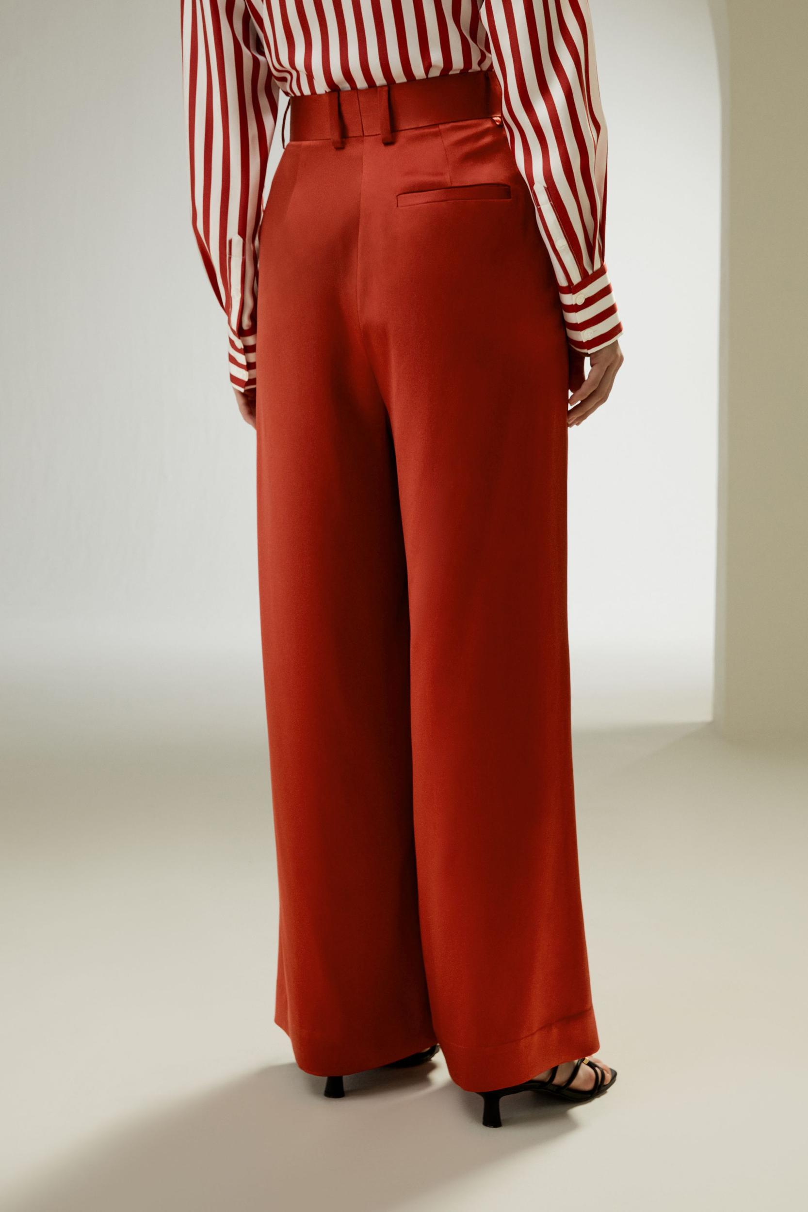 High-Waisted Wide Leg Dense Silk Pants Product Image