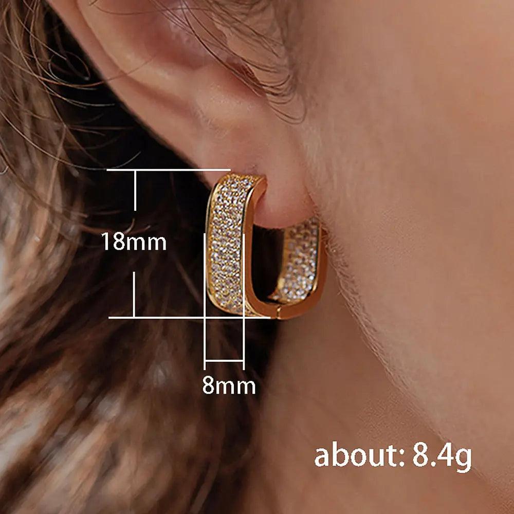 Gold U Shaped Diamond Earrings Product Image