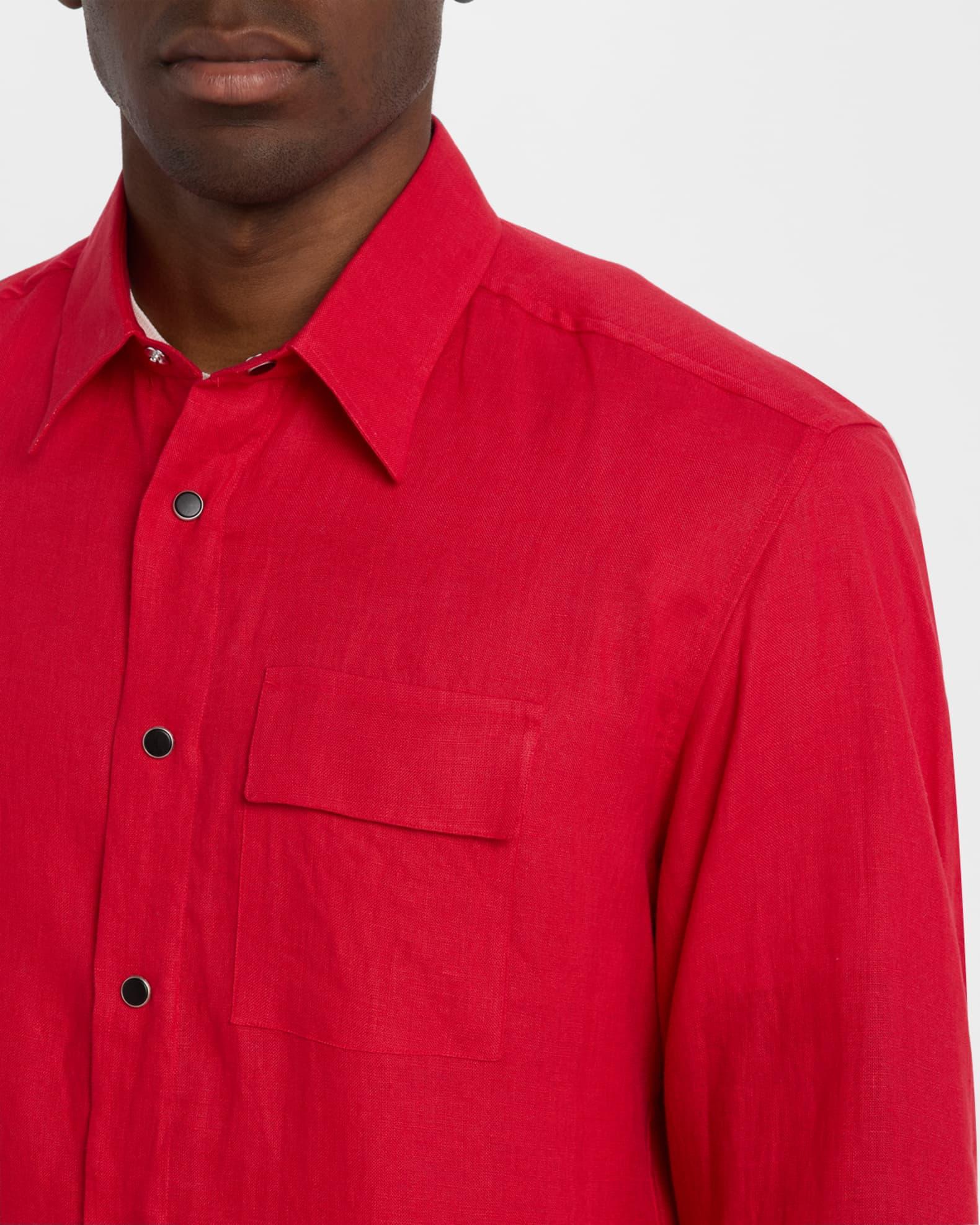 Men's Linen Snap-Front Overshirt Product Image