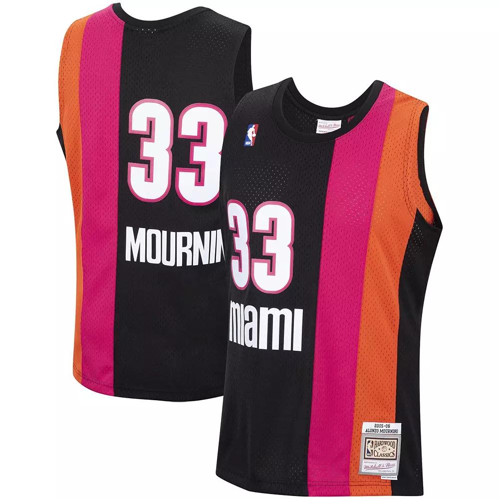 Men's Mitchell & Ness Alonzo Mourning Black Miami Heat 2005-06 Hardwood Classics Swingman Jersey, Size: Small Product Image