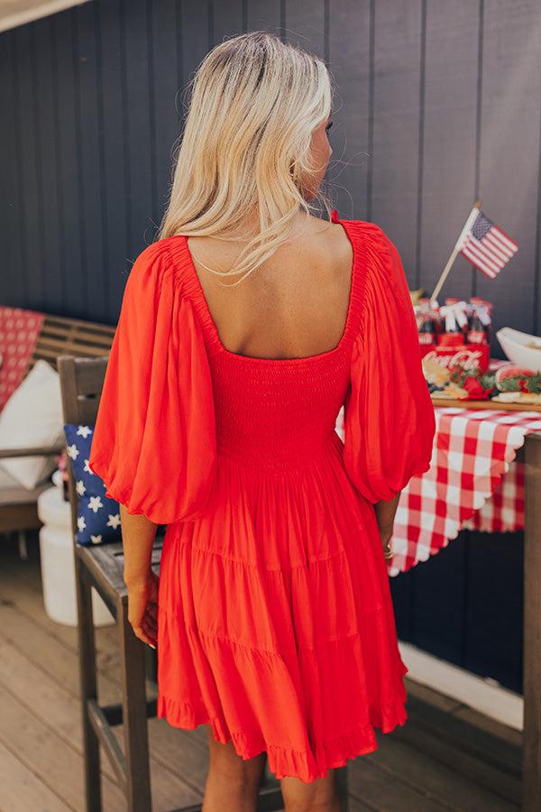 Whispering Muse Smocked Mini Dress In Red Product Image