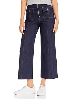 Womens Azure Front High-Rise Wide-Leg Crop Pants Product Image