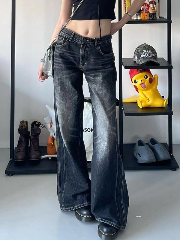 Black Washed Boyfriend Jeans Product Image
