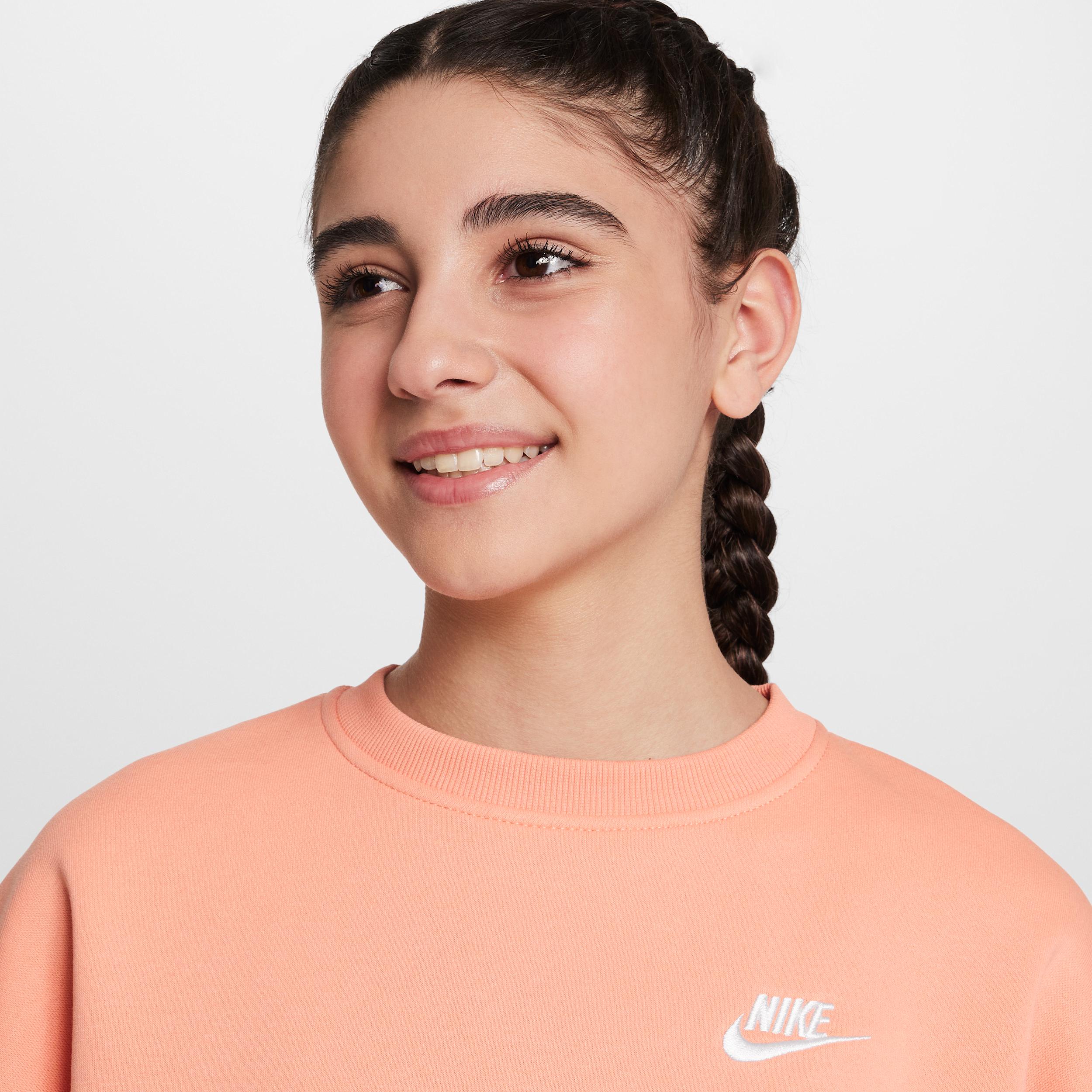 Unisex Nike Sportswear Club Fleece Girls Boxy Crew-Neck Sweatshirt | FZ9244-844 Product Image