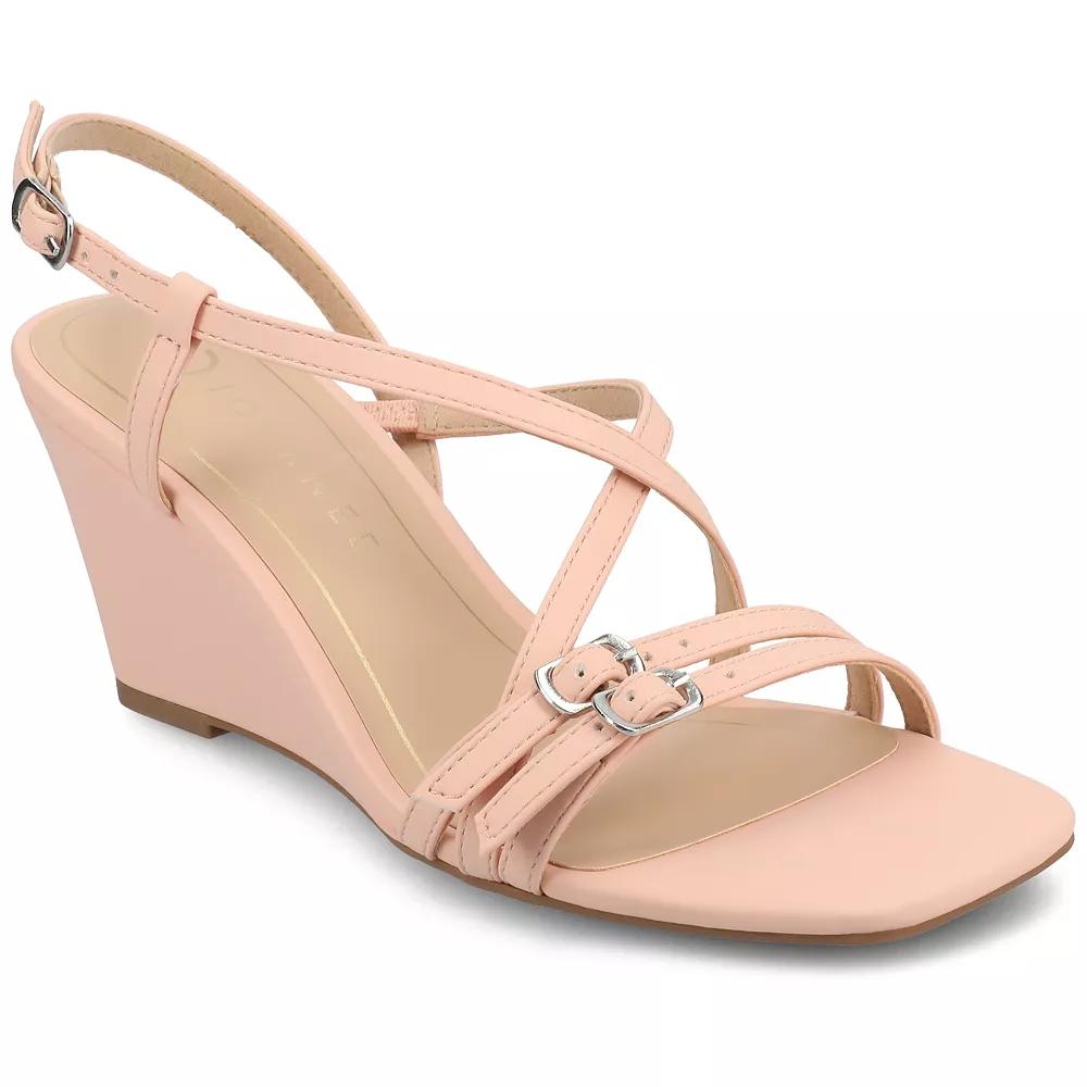 Journee Clinne Women's Multi Strap Wedge Sandals,  Product Image
