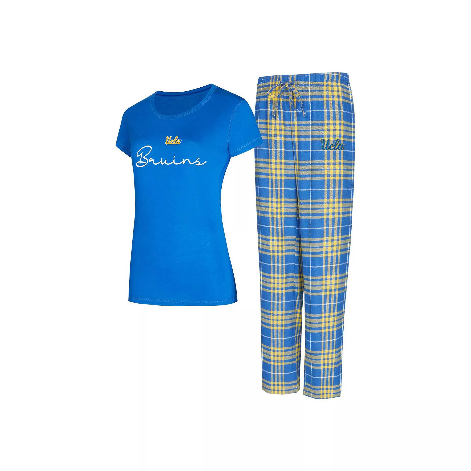 Women's Concepts Sport  Blue UCLA Bruins Vector T-Shirt & Flannel Pants Sleep Set, Size: Large Product Image