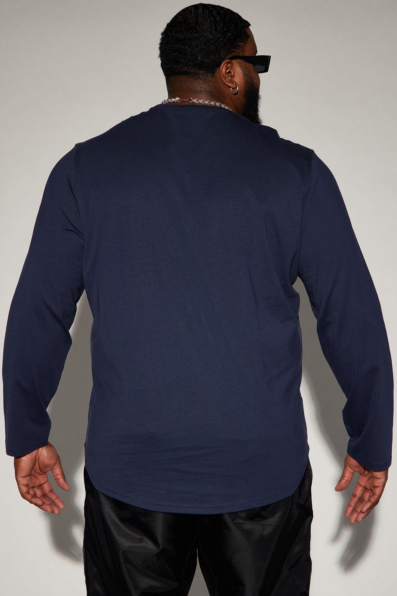 Essential Long Sleeve Scallop Tee - Navy Product Image