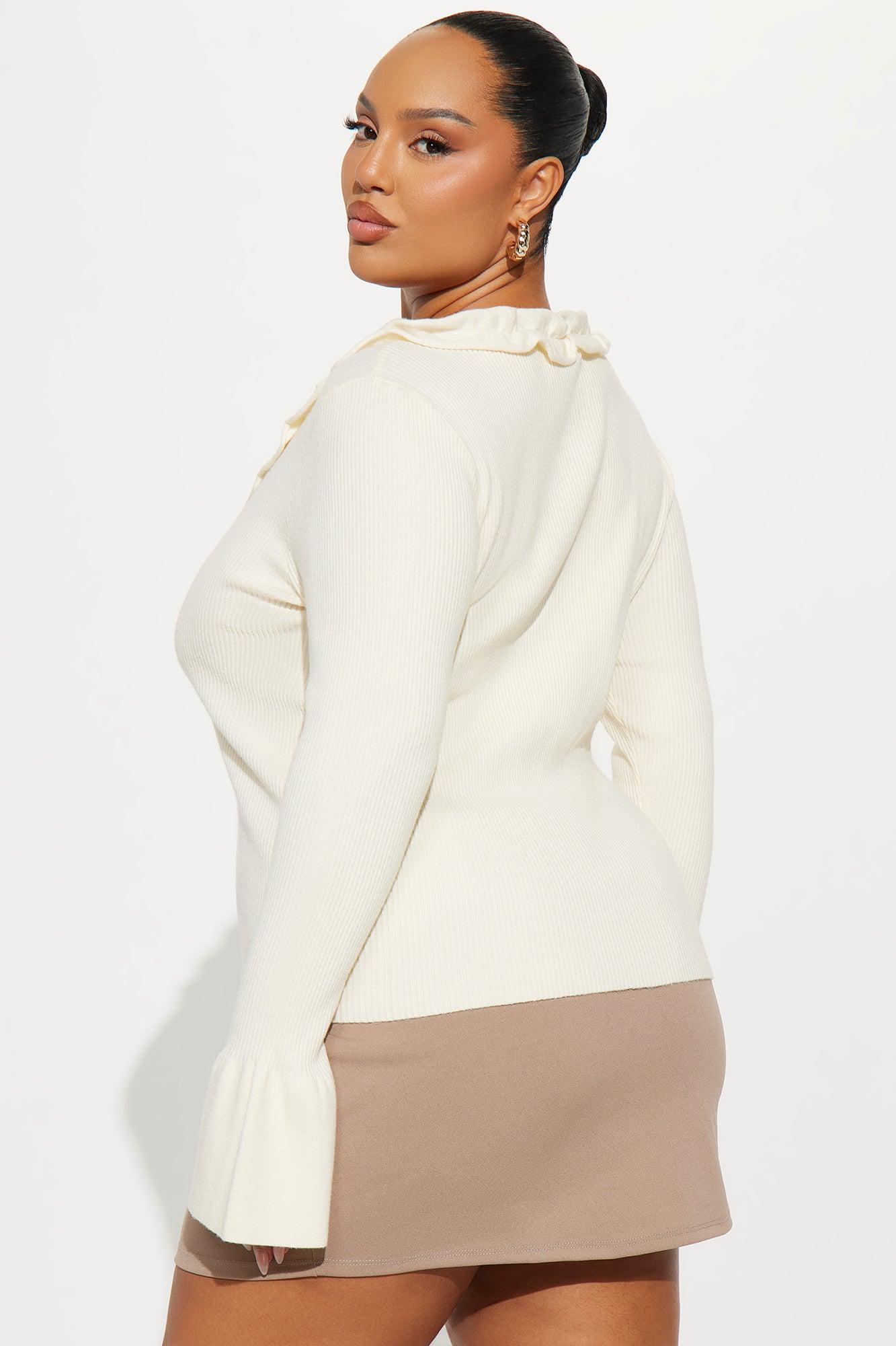 Sweet But Spicy Ruffle Cardigan - Cream Female Product Image