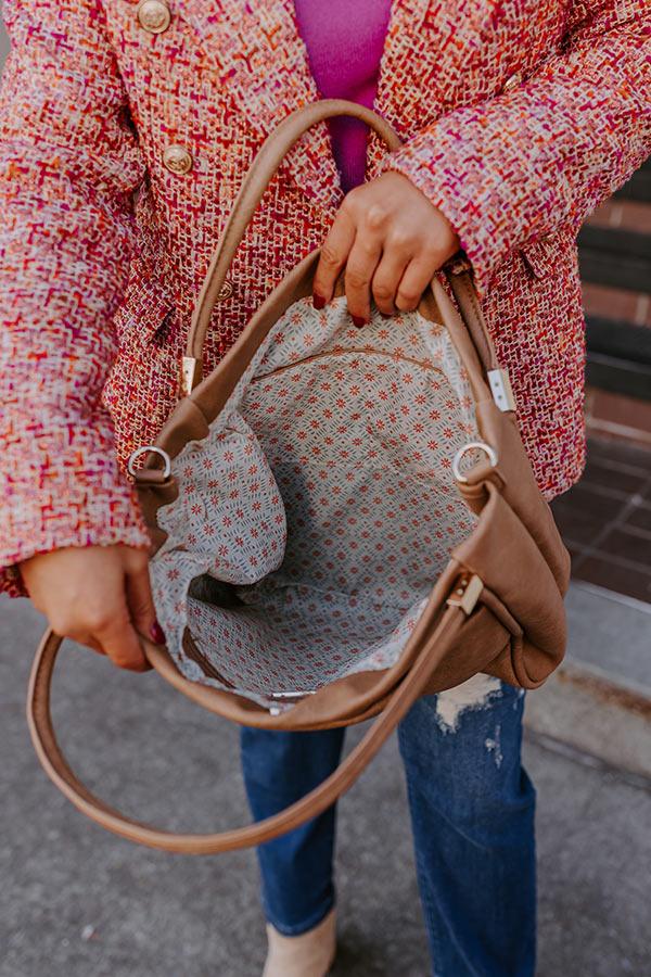 Never Pretend Faux Leather Tote In Tan Product Image