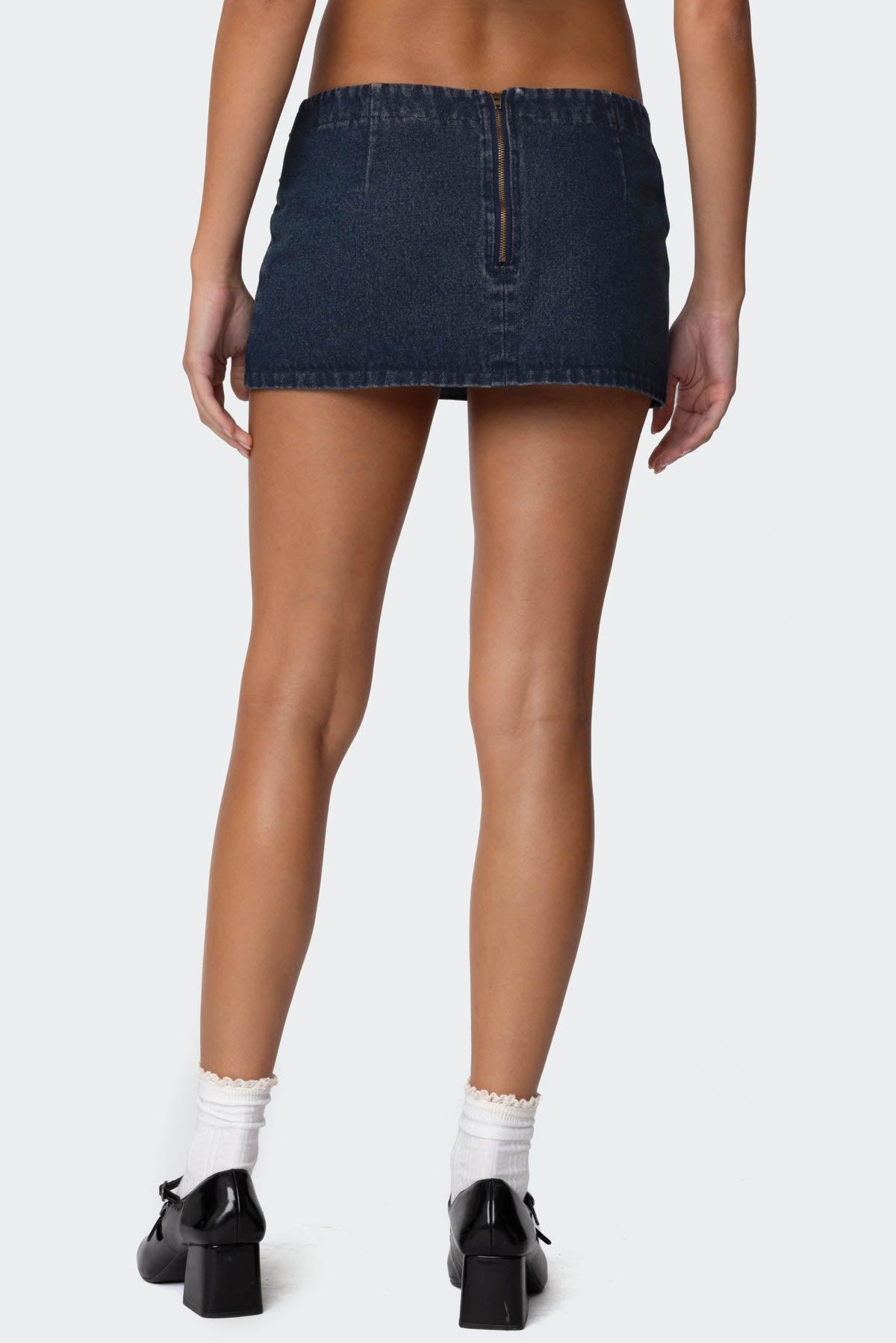 Sky Double Buckle Denim Mini Skort Product Image