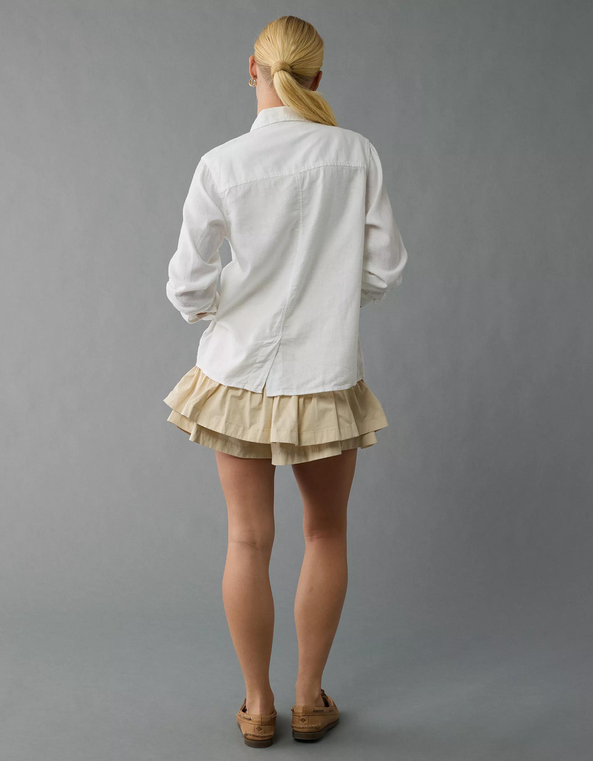 AE Weekend Vibes Linen-Blend Long-Sleeve Button-Up Shirt Product Image