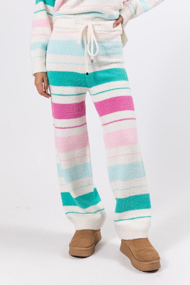 Heart On The Line Multi Striped Fuzzy Lounge Pants FINAL SALE Product Image