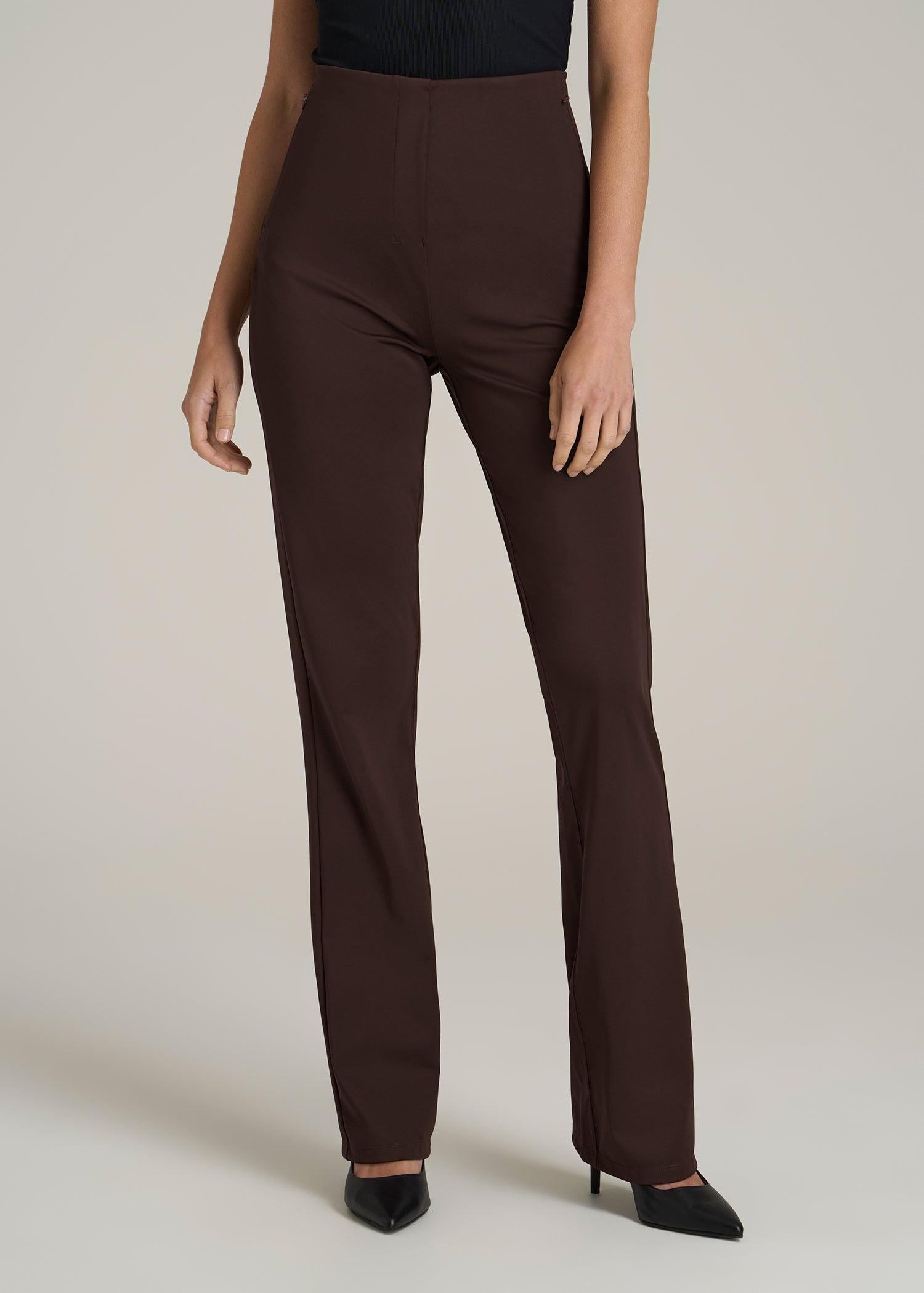 High Rise Pull On Mini Flare Pant for Tall Women in Espresso Female Product Image