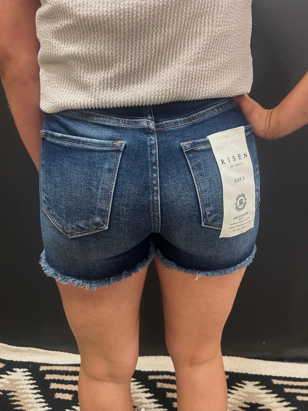 Risen Tummy Control High Rise Fray Hem Shorts Product Image